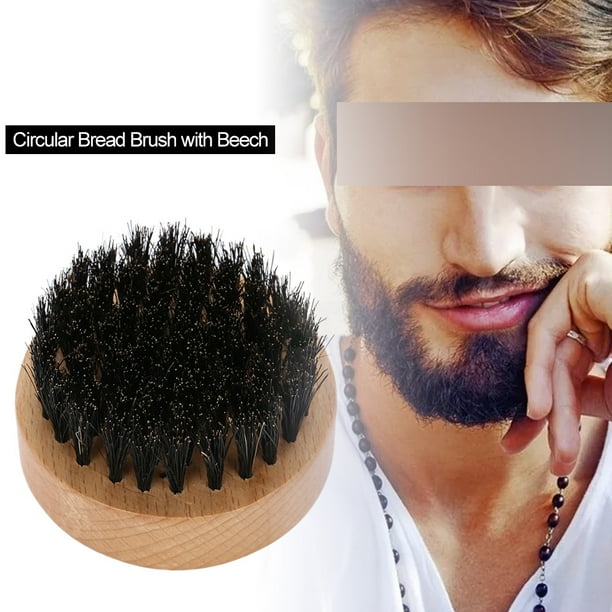 VBESTLIFE Beard Cleaning Brush,Men Mustache Circle Wooden Color Beech