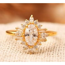 vylahjewellery 3 CT Oval Cut Moissanite Diamond Ring 10K Yellow Gold Ring Halo Ring Engagement Ring