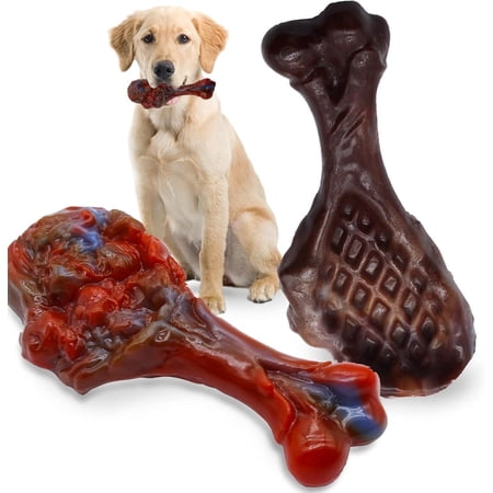 Magicorange Dog Chew Toys for Aggressive Chewers, Dog Toys for Medium Large Dogs, Tough Nylon Concealable Food Toys (Beef+Bacon Flavor, 2 Pack)