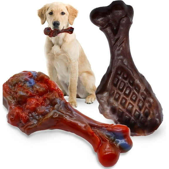 Magicorange Dog Chew Toys for Aggressive Chewers, Dog Toys for Medium Large Dogs, Tough Nylon Concealable Food Toys (Beef Bacon Flavor, 2 Pack)