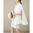 thumbnail image 3 of Women's Short Sleeve Polo Collar Solid Color Button Down T-Shirts Blouse GA2651 White, 3 of 4