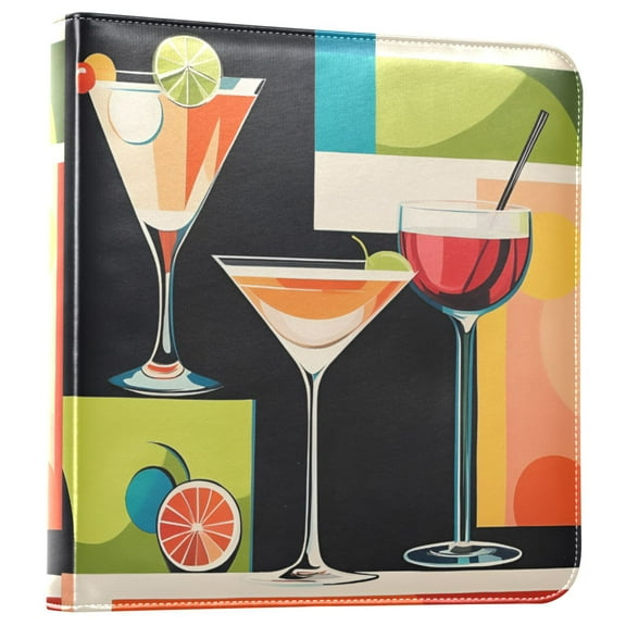 FORMRS 3 Ring Photo Album 4"x6" Self Adhesive Large Capacity PU Leather Cover, Art Cocktails