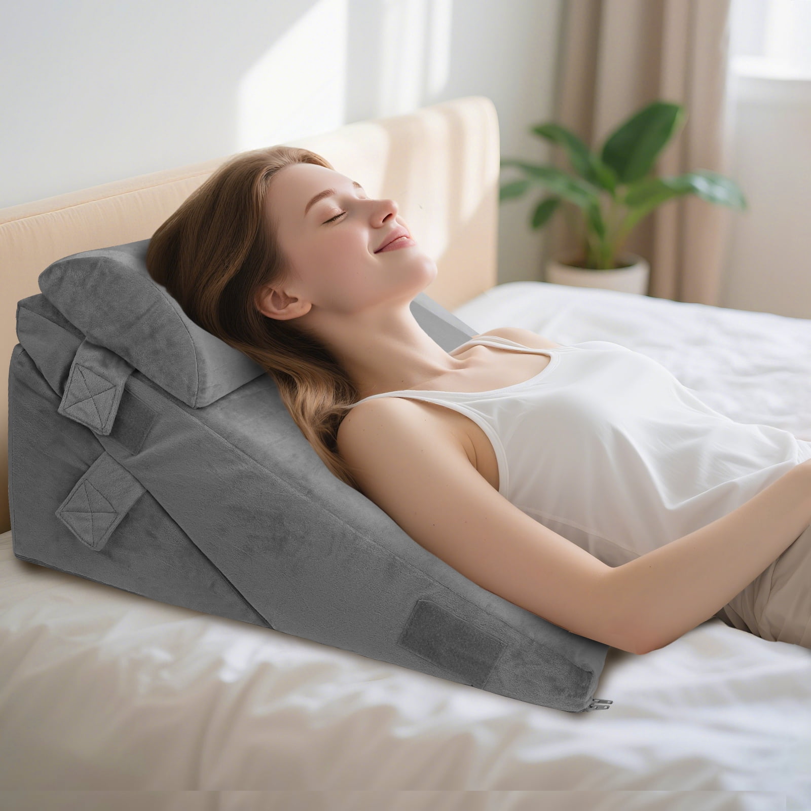AMTPM Bed Wedge Pillow Set - 3PC 25D Memory Foam, 12 Adjustable Modes for Post-Op Recovery, Neck/Back/Leg Pain & Acid Reflux Relief, Ergonomic Support for Sleeping/Sitting