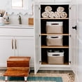 thumbnail image 5 of Extra Large Fabric Storage Baskets for Shelves 3 Pack, 16x13in Closet Storage Bins for Shelves, Canvas Baskets for Organizing, Linen Closet Organizers, Cloth Basket, Beige/Off-White, 5 of 7
