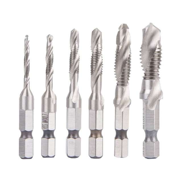 EeaseCA 6 Pcs Hex HSS Filetage Haut en Acier Vis en Spirale Métrique Embout Composite PR 03-008 Type Court (Argent)