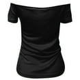 thumbnail image 4 of Ersazi Womens Tops V Neck Summer on Clearance Fashion Women Sexy Casual Color Bow Off Shoulder Blouse Crop Tops Shirt Black Xl, 4 of 5