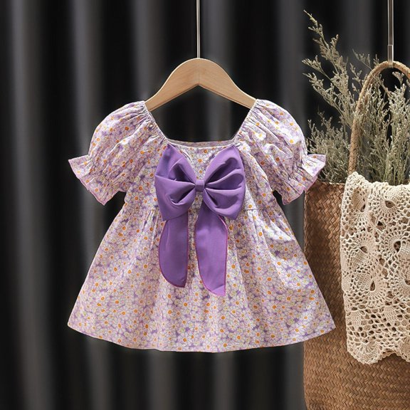 Vedolay Dress Girl's Boho Floral Print Sleeveless Swing Cami Skater Dress Sundress,Yellow 12-18 Months