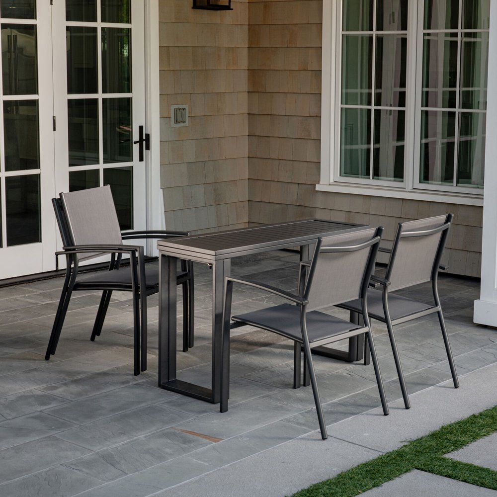 Hanover Conrad 5Piece Compact Outdoor Dining Set w/ 4 Stackable Sling