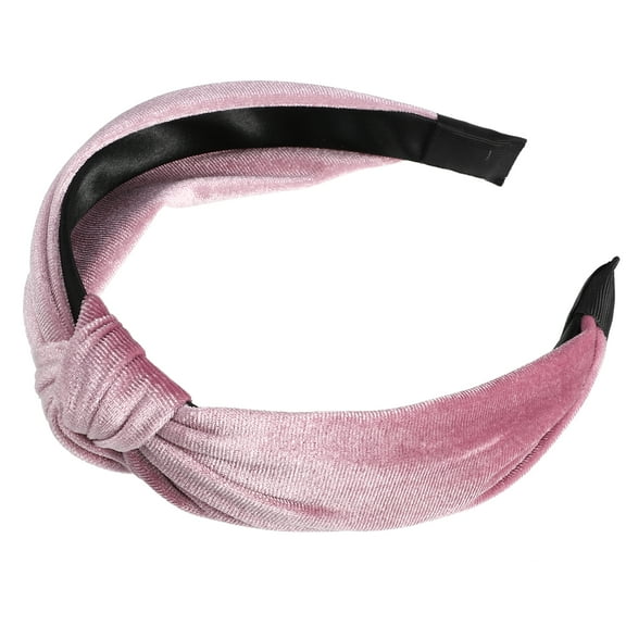 Vocoste Velvet Knotted Headbands Hairband for Women Pink 1.2 Inch Wide 1 Pcs