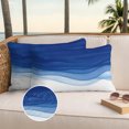 thumbnail image 3 of Ombre Blue Waves Outdoor Pillow Covers 20x12 Set of 2, Waterproof Patio Throw Pillowcase Protectors, Abstract Art Gradient Modern Lumbar Decorative Pillow Shams Cushion Covers for Seat Bed Couch Sofa, 3 of 8