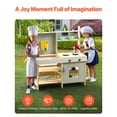 thumbnail image 5 of VEVOR Mud Kitchen for Kids, Wooden Toy Play Kitchen Set, Outdoor Toddler Grocery Store Playset, Pretend Play Kitchen with Stoves, Tank, Faucet, Storage Bag, Metal Baskets, and Cookware Pots, 5 of 9