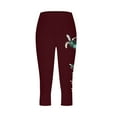 thumbnail image 4 of Quinlirra Womens Capri Pants Clearance Under 5$ Women's Fashion Solid Color Turtle Print Leggings With Yoga Sport Elastic Pants, 4 of 5