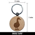 thumbnail image 2 of Duck From the Front Silhouette Round Keychain Charm Tag - Engraved Wood, 2 of 6