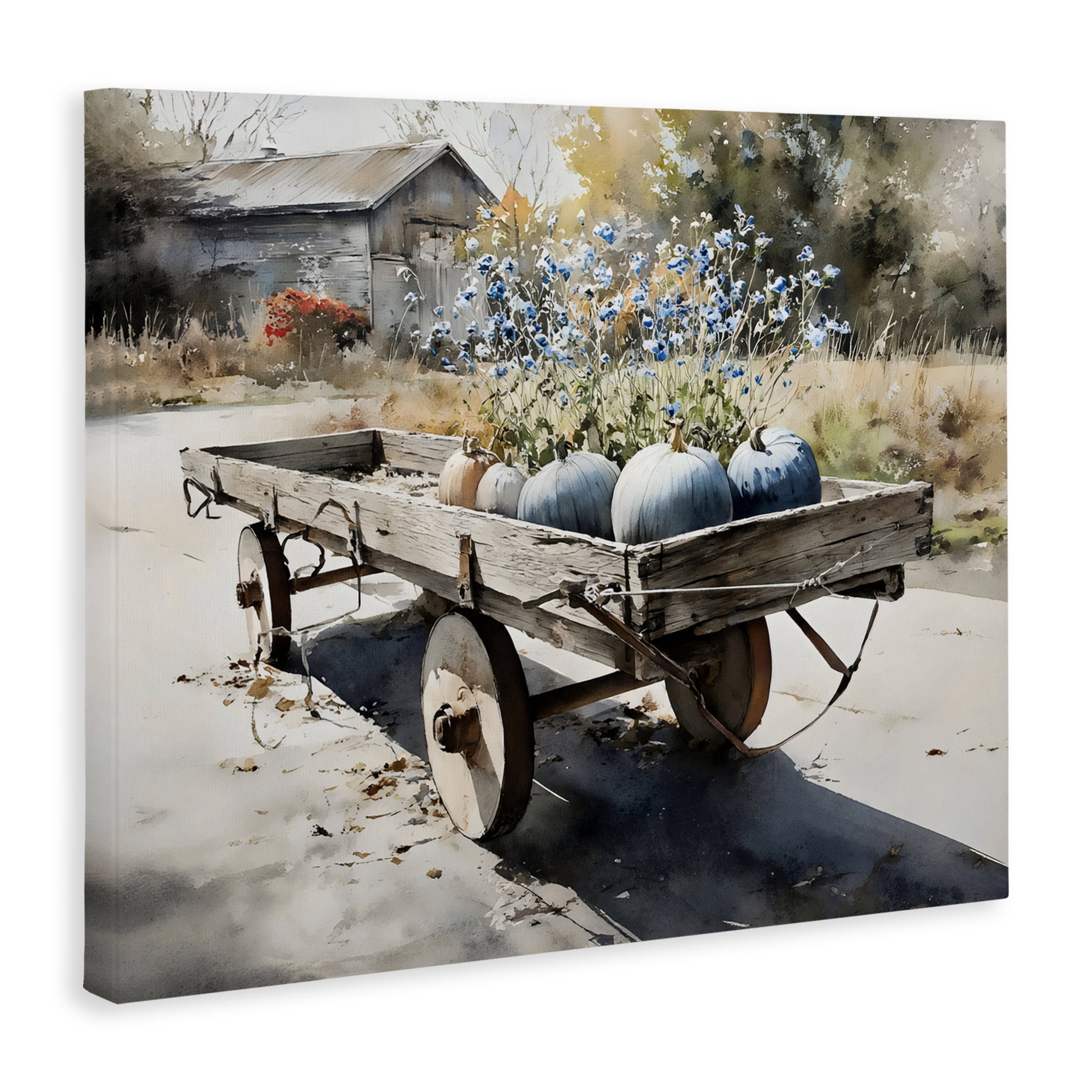 Stupell Industries Blue Pumpkin Wagon in Sunlight Canvas Wall Art, design by Franklyn Gregory