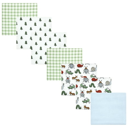 Luvable Friends Hudson Baby Flannel Receiving Blankets 7pk, Garden Bugs