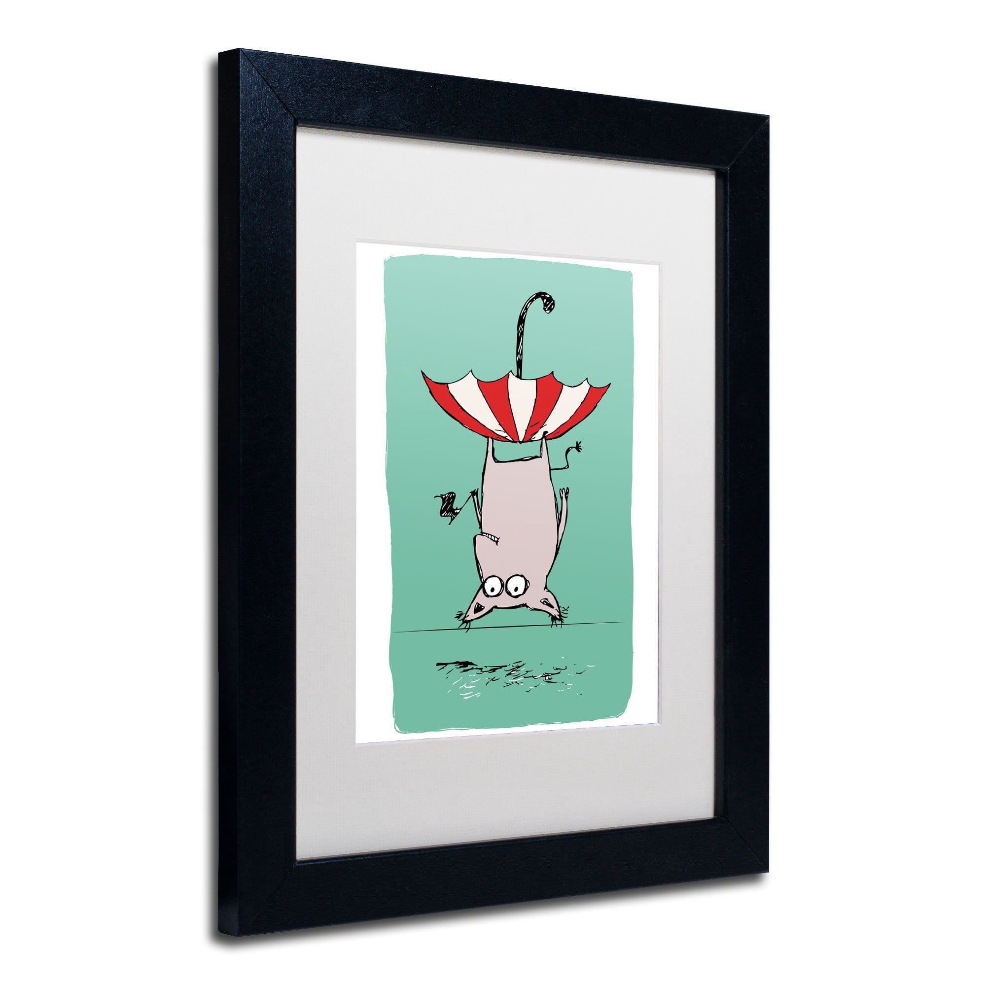 Trademark Fine Art "Upside Down Animal" Canvas Art by Carla Martell, White Matte, Black Frame