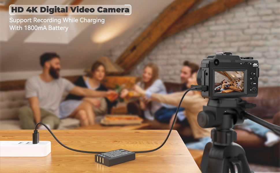  OIEXI Videocámara de cámara de video 4K con zoom digital de  18X, cámara de vlogging de 48MP para , pantalla táctil giratoria IPS  de 270° de 3.0 pulgadas, micrófono, control remoto