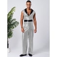 thumbnail image 6 of Hansber Men's Retro 70s Outfit Disco Dance Jumpsuit Sleeveless V Neck Hippie Style Bodysuit for Stage Silver M, 6 of 7