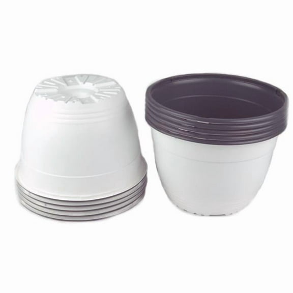Poppelmann VAA717P10 6 in. Plastic Pot White & Gray - Pack of 10