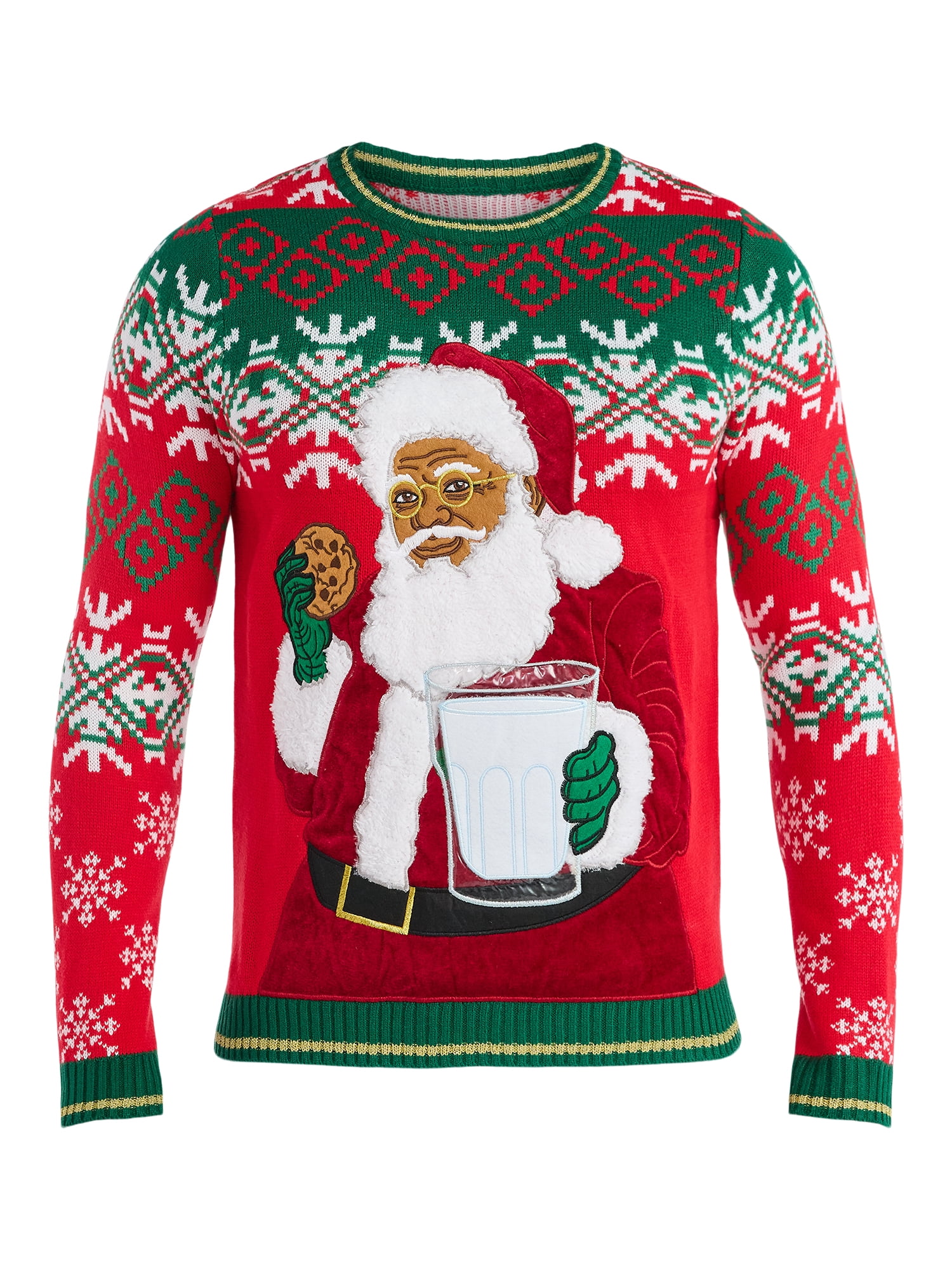 Jollidays Men's Christmas Sweater with Drink Pocket, Sizes S-3XL