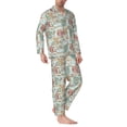 thumbnail image 2 of Salouo Cute Owl Print Button-Front Long Sleeve Pajama Set for Men, Soft 2Pjs Men's Long Sleeve Sleepwear-Medium, 2 of 7