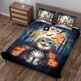 thumbnail image 3 of Happy Halloween Vampire Scottish Fold BOO with Pumpkins Fun and Spooky Quilt Bedding Set Cat Lover Kitten Owner Gifts 1 Blanket Bed Cover 2 Pillowcases - 00018, 3 of 5