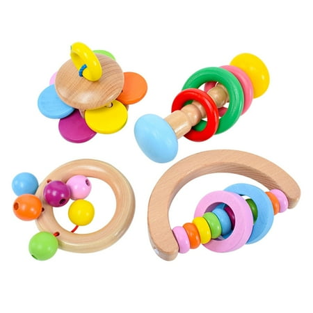 

Sorrowso 4 Pieces Parrot Training Toy Bright Color Wooden Toys for Budgies Cockatoos