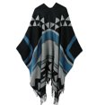 thumbnail image 2 of Las mujeres de punto mantón del poncho de imitación de la cachemira El modelo geométrico de la borla Tomshoo Aqua, 2 of 7