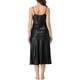 thumbnail image 3 of INSPIRAR CHIC Camisones largos de satén para mujer con escote en V, tirantes de espagueti, pijamas de lounge, vestido de seda 2XL negro, 3 of 6