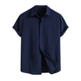 thumbnail image 3 of Bcfgryg Men's New Short Sleeve Shirt Loose Solid Button Short Sleeve Shirt Cotton Shirt Men's Slim Fit Dress Shirts, 3 of 5