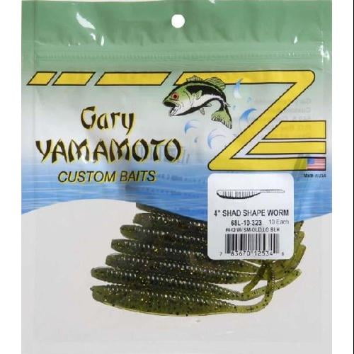 Yamamoto Shad Shape Worm Bait, Watermelon Black Gold Flake, 4-Inch ...