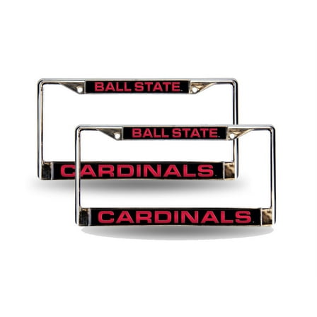 Ball State Cardinal's Chrome Metal Laser License Plate Frame - Set of 2 Frames