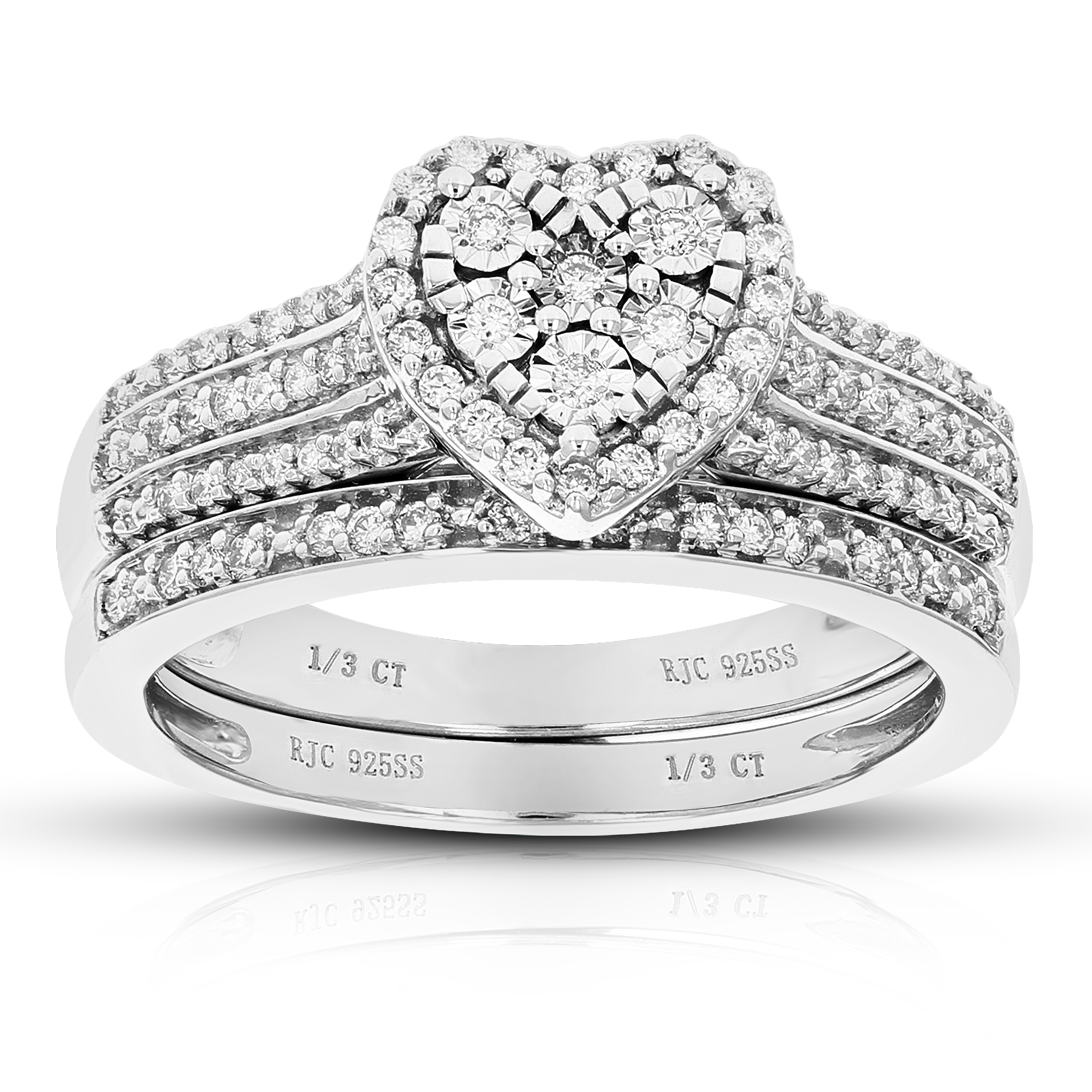 1/3 CTTW Wedding Engagement Ring Bridal Set, Round Lab Grown Diamond