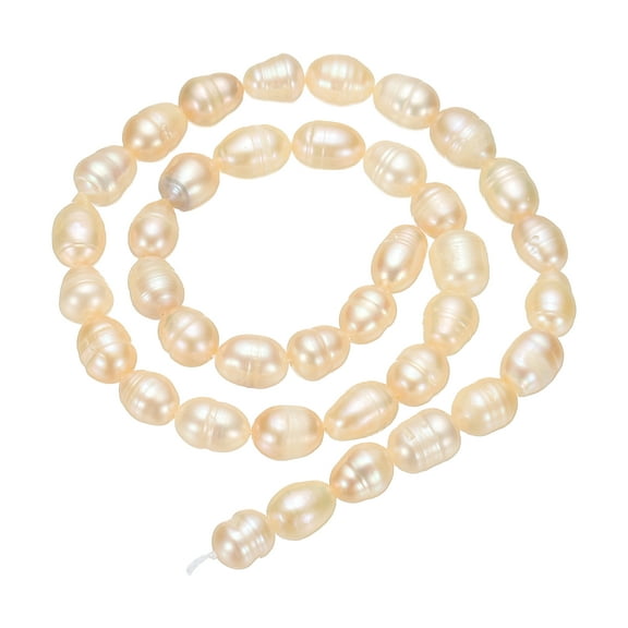 Uxcell Freshwater Pearl Beads, 7-8mm Rice Shape Gemstone Beads 0.8mm Hole Pearl String for DIY Necklace Bracelet Chain Earring Jewelry Making, Beige Pink