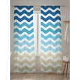 thumbnail image 5 of Abstract Gradient Sheer Curtains 108 Inch Long 2 Panels, Waves Blue Khaki Water Ripple Stripes Light Filtering Rod Pocket Semi Sheer Curtains, Sheer Voile Drapes for Living Room Bedroom, 52"x108", 5 of 5