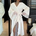 thumbnail image 3 of Women's Robes Winter Plush Bathrobe, Sexy Lace Trim Fuzzy Fleece Bathrobes Lady Spa Long Soft Robe Hooded Bath Robe, 3 of 4