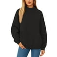 thumbnail image 5 of Mock Neck Sweatshirt Hoodies Fall Clothes Oversized Crewneck Sweatshirts Womens Warm Sweat Shirts Pullover With Pockets Black S, 5 of 7