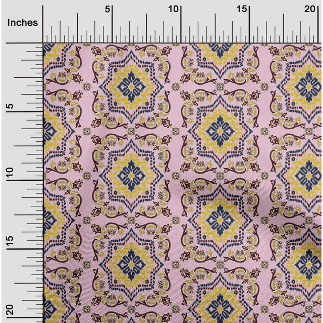 oneOone Viscose Jersey Fabric Floral Ikat Print Sewing Fabric BTY 60 Inch Wide