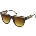 thumbnail image 2 of sunglassLA Unisex Retro Metal Accent Flat Top Horn Rimmed Oversize Sunglasses (Shiny Tortoise-Gold / Amber) - 50mm, 2 of 4