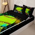 thumbnail image 3 of Erosebridal Splatter Softball Print Zipper Twin Comforter Sets with Fitted Sheet and 2 Pillowcases,Watercolor Splash Ink Zipper Bedding Set For Boys,Black Reversible,4 Pieces, 3 of 7