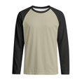 thumbnail image 5 of WTOBBY Men's Round Neck Color Block Raglan Long Sleeve T-Shirt Top Contrast Casual Shirt for Everyday Wear and Stylish Outfits,Beige L, 5 of 6