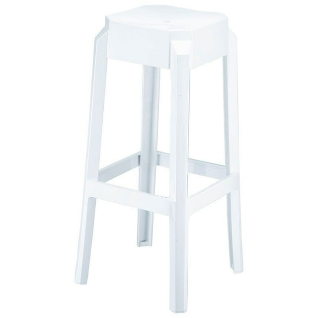 Compamia Fox 30" Polycarbonate Patio Bar Stool in Glossy White