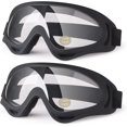 thumbnail image 1 of Gafas de motocicleta para niños, paquete de 2 gafas de motocross ATV, gafas de esquí, gafas antipolvo Airsoft para jóvenes y adultos (negro+marco negro/lente transparente), 1 of 5