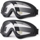thumbnail image 1 of Gafas de motocicleta para niños, paquete de 2 gafas de motocross ATV, gafas de esquí, gafas antipolvo Airsoft para jóvenes y adultos (negro+marco negro/lente transparente), 1 of 5