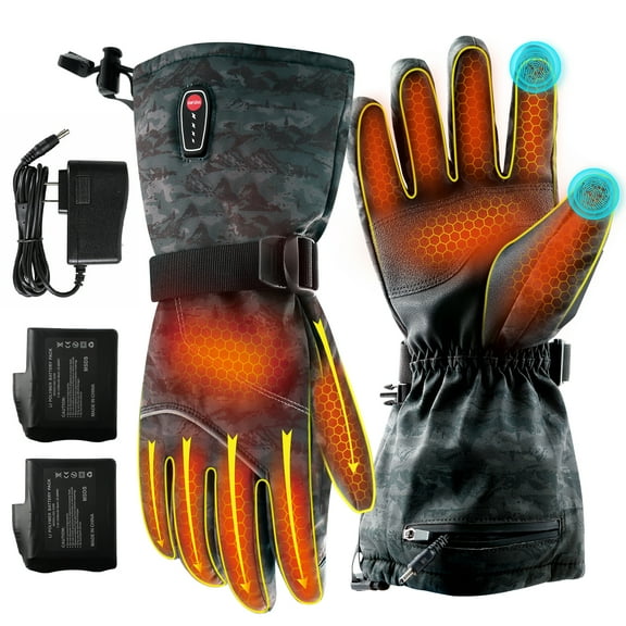 ABXMAS Heated Gloves, Heated Gloves for Men and Women, Waterproof Touch Screen Rechargeable Heated Gloves with Two 7.4V 3200mAh Batteries for Winter Outdoor Cycling Skiing Work, X-Large