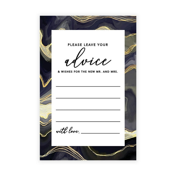 Koyal Wholesale Marble Agate Wedding Advice & Well Wishes Guest Book Cards for Bride and Groom, 56 Pack