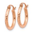 thumbnail image 2 of 14K Rose Gold Light Weight Diamond Cut Hoop Earrings, 2 of 3