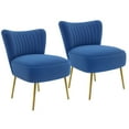 thumbnail image 1 of HOMCOM Armless Accent Chairs Set of 2 with Gold Leg Tufted Back for Bedroom, 1 of 10