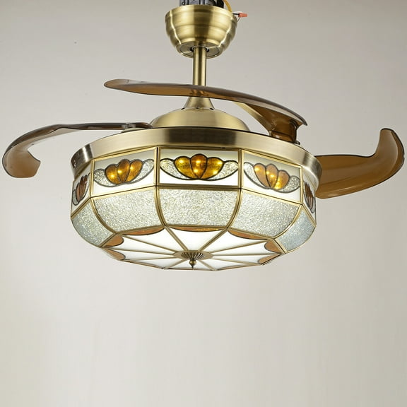 36" LED Chandelier Tiffany Ceiling Light FanCeiling Lamp W/Remote Control