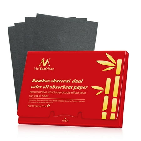 Oil Absorber Sheet - MeiYanQiong 90Pcs/pack Bamboo Charcoal Oil Blotting Sheets Facial Absorbent Paper Oil Control Tissue Portable Face Pads Patches